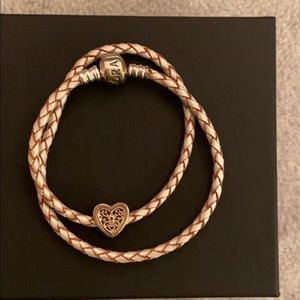 Pandora Leather bracelet + charm